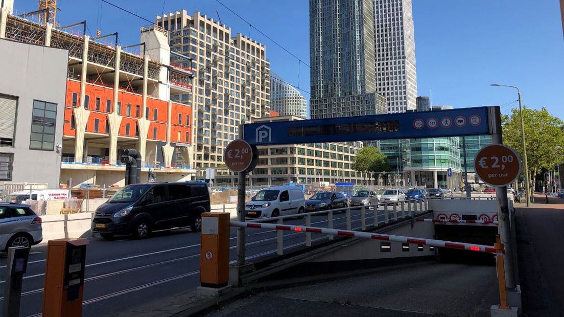 De parkeergarage onder het Haagse stadhuis.