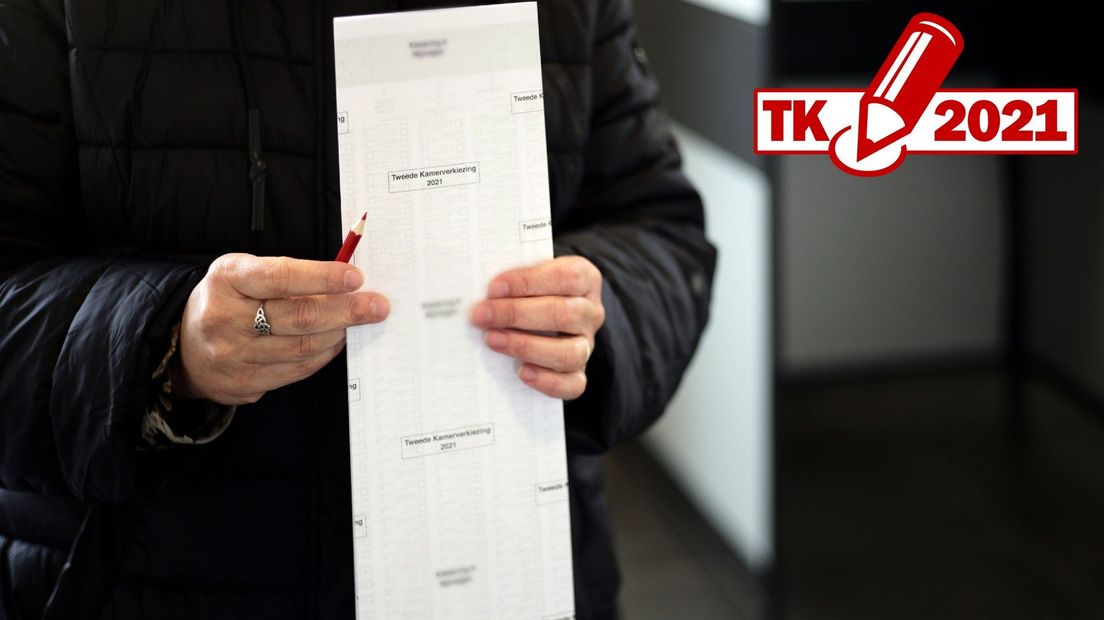 Een kiezer met een stemformulier