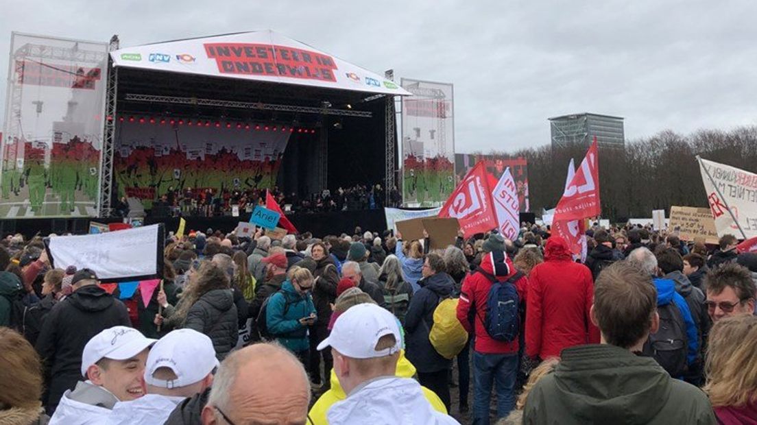 Het Malieveld tijdens de vorige onderwijsstaking.