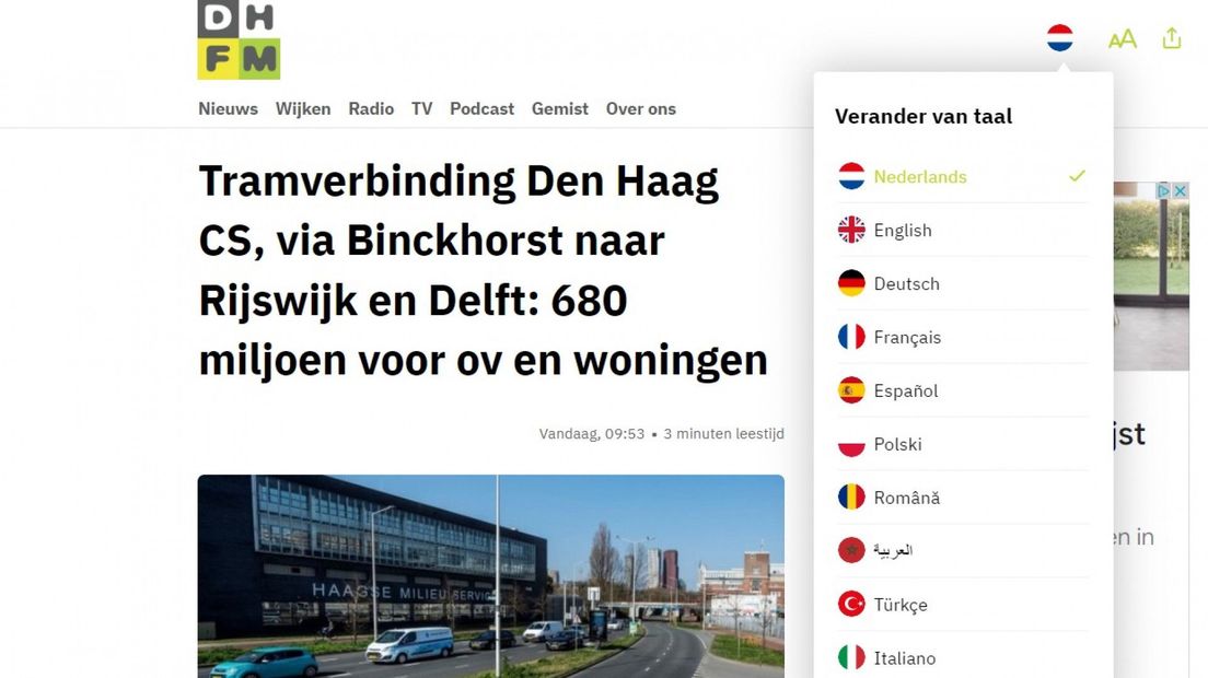 Screenshot denhaagfm.nl