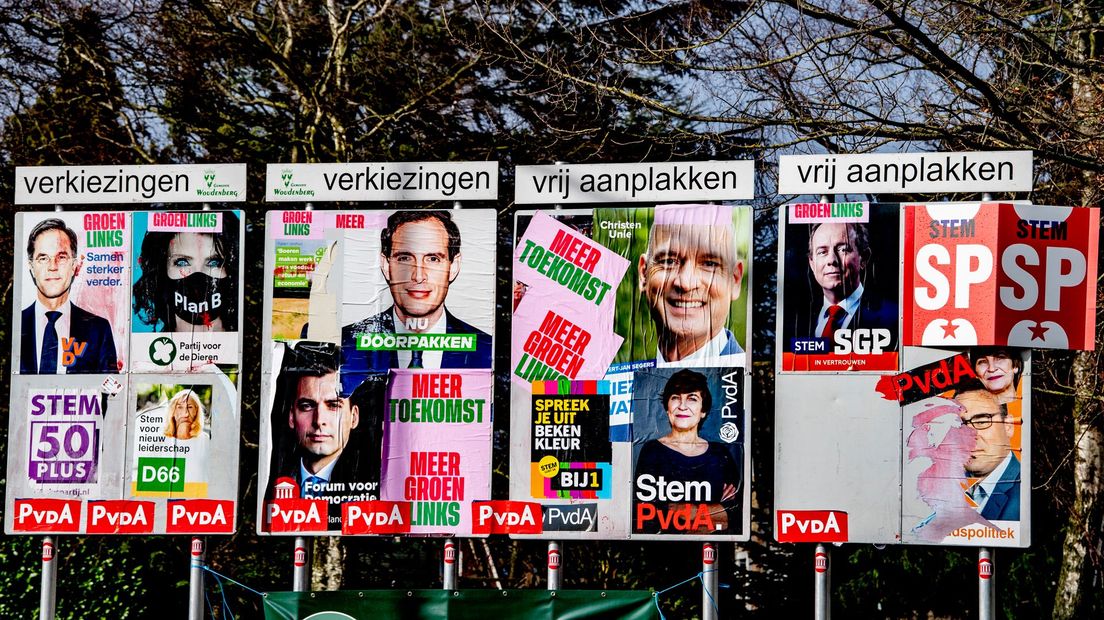 Verkiezingsposters in Woudenberg.