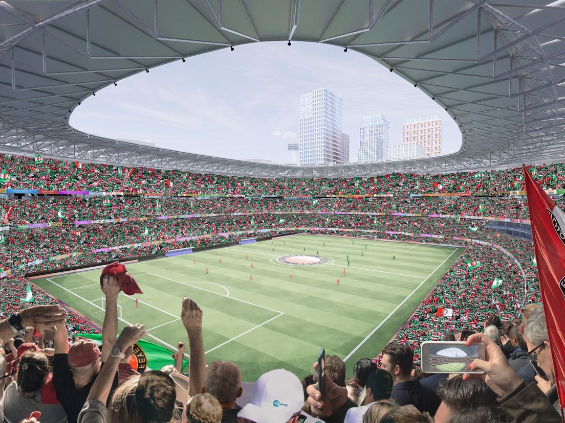 Een artist impression van De Moderne Kuip