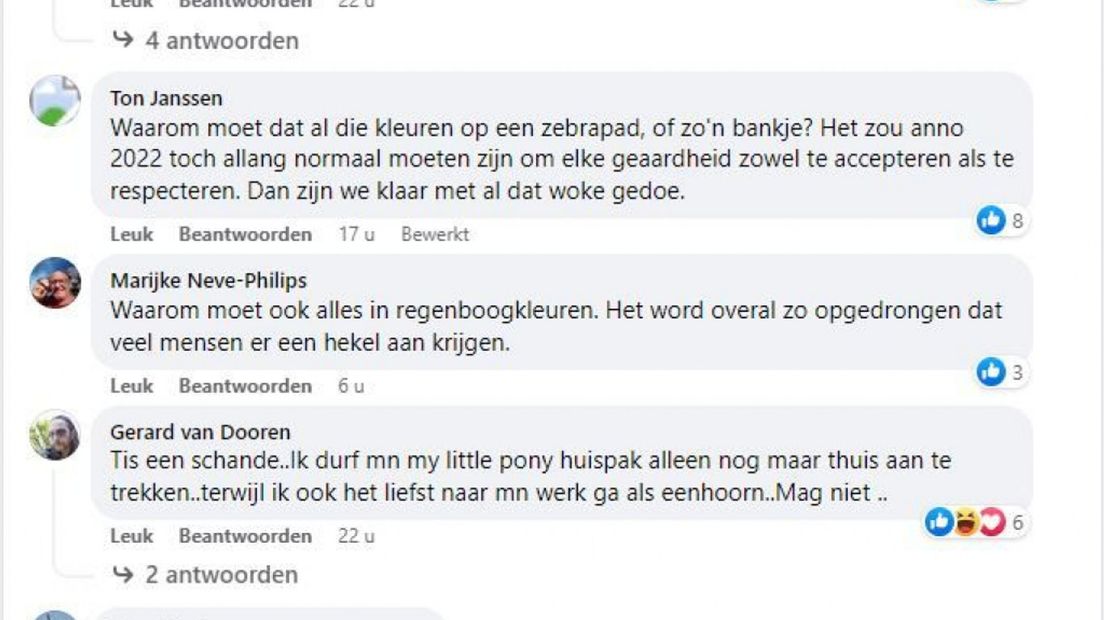 Een greep uit de reacties op de Facebook-pagina van Omroep Gelderland.
