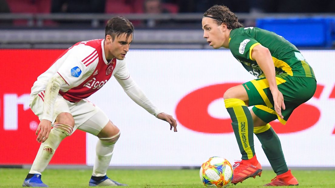 Beeld uit de wedstrijd tussen Ajax en ADO in de Johan Cruyff ArenA
