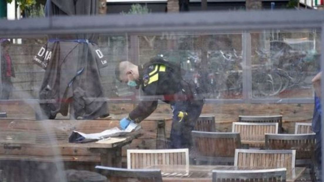 De politie op de dag van het steekincident in september.