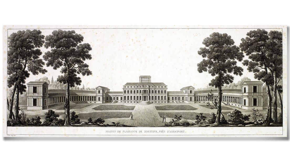 "Maison de plaisance de Soestdyk, près d'Amersfort." Lusthof Soestdijk bij Amersfoort, ca. 1820.