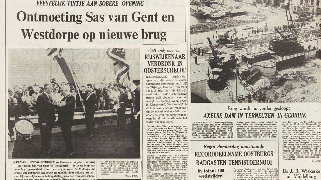 Opening draaibrug tussen Sas van en Gent en Westdorpe in de krant