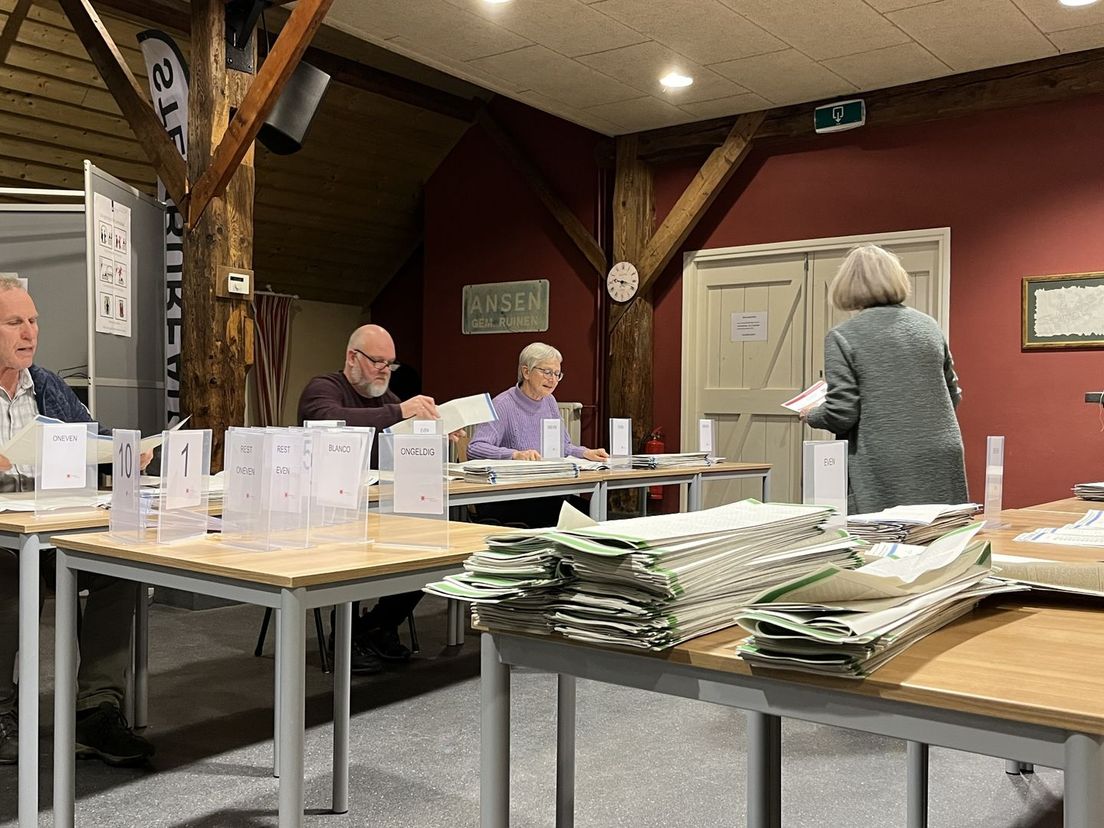 Stemmen tellen Provinciale Statenverkiezingen in Ansen