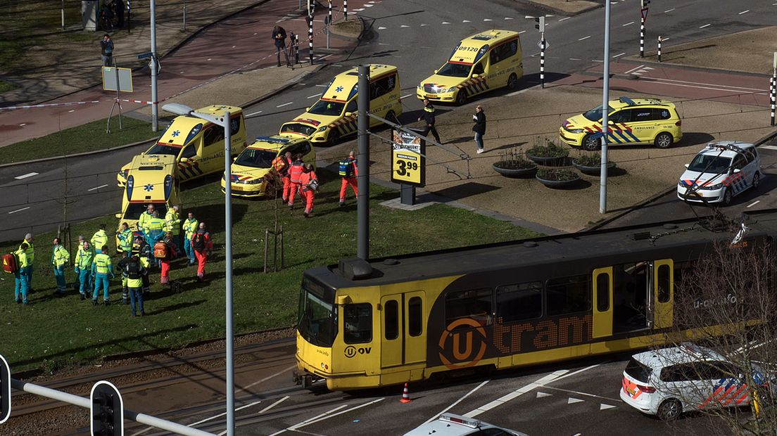 Een van de eerste foto's van de tramaanslag in 2019.