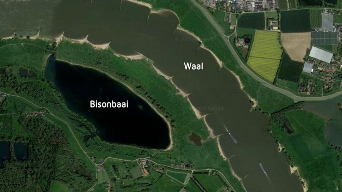 De Bisonbaai, ongeveer 6 kilometer ten oosten van Nijmegen