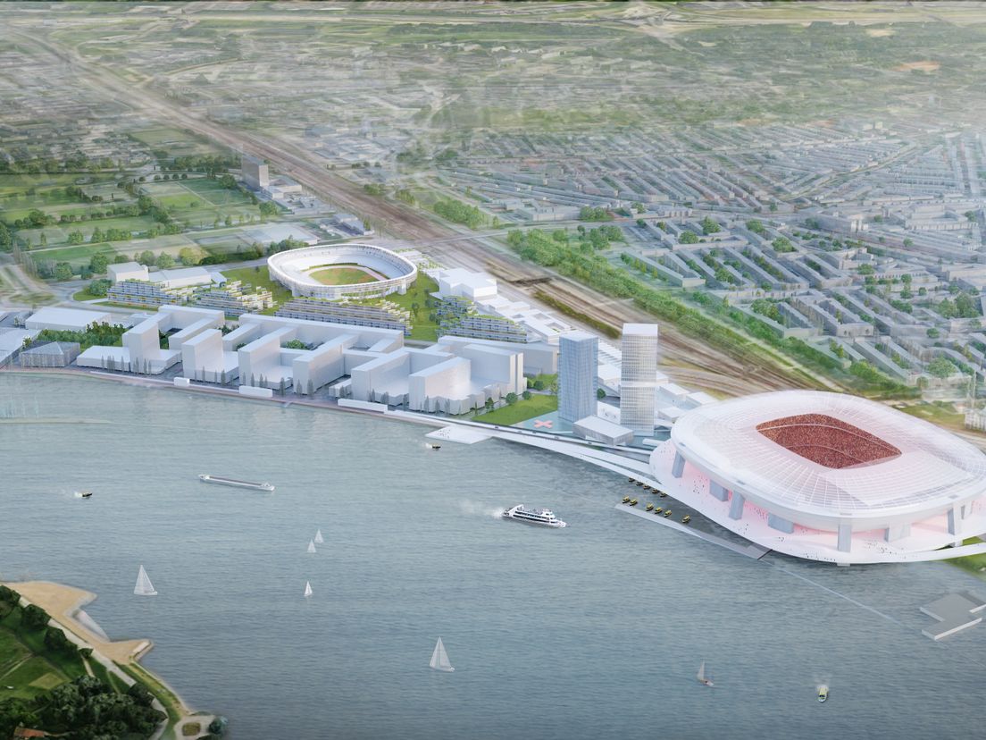 Artist impression van het toekomstige Feyenoord City