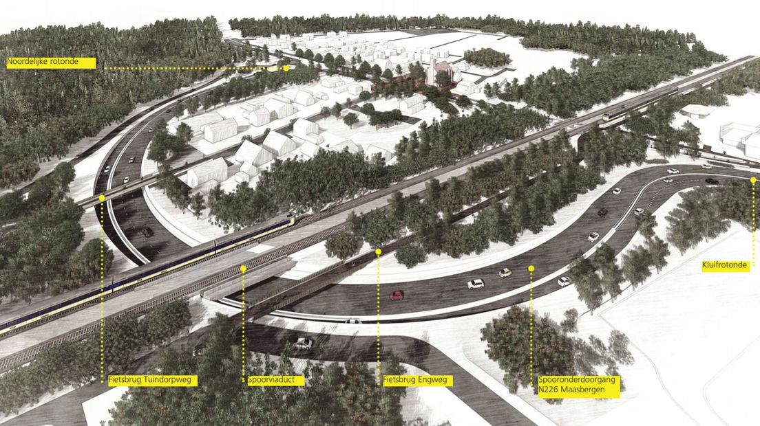 Overzicht van de nieuwe verkeerssituatie in Maarsbergen.