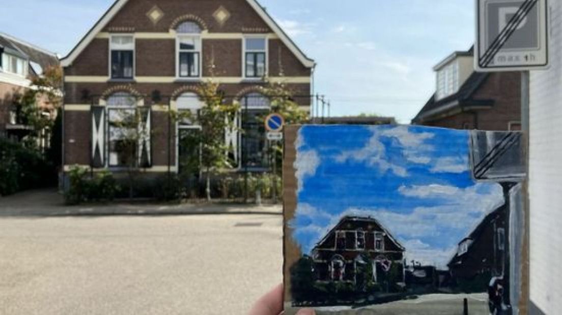 Het huis in Velp met het schilderijtje ernaast.