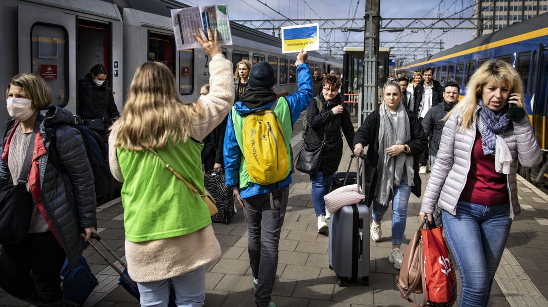 Oekraïense vluchtelingen komen aan in Nederland
