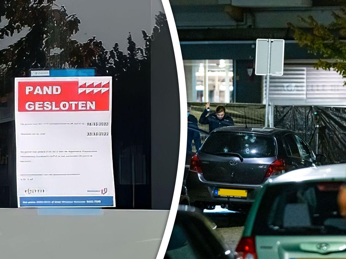 De burgemeester sloot het café dat op de achtergrond van de foto (l) is te zien