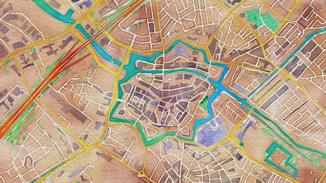 De kaart van Zwolle