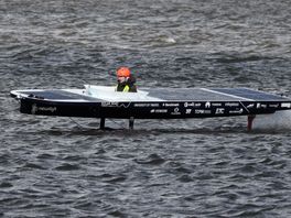 Zo ziet dat er uit: de vliegende boot van het studententeam van Solar Boat Twente