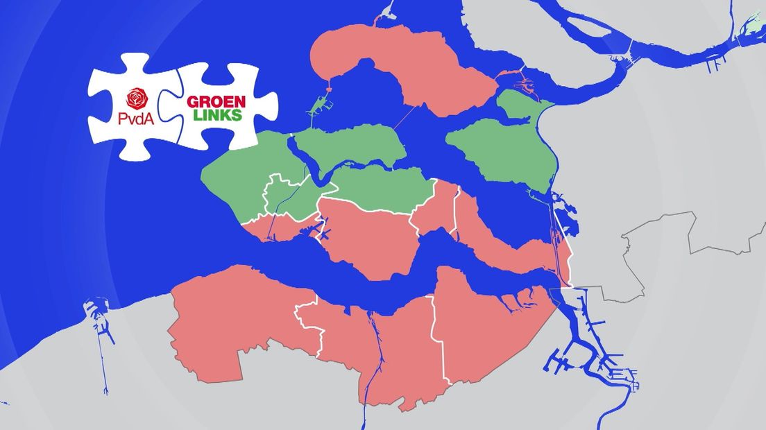 Kaart samenwerking PvdA GL