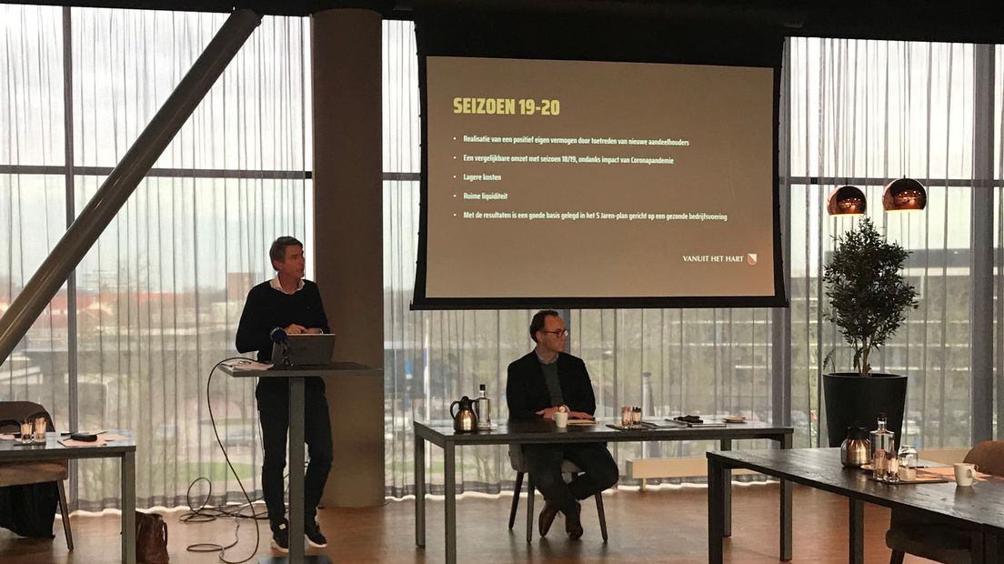 Financieel directeur Edo Keuning en algemeen directeur Van Es bij de presentatie van de cijfers