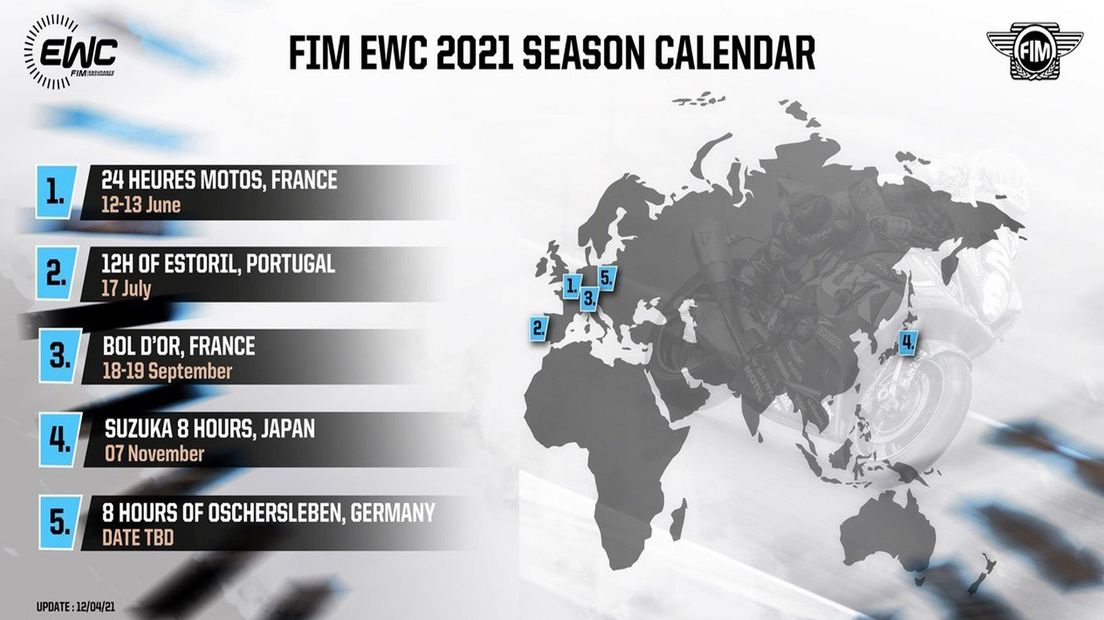 De nieuwe kalender van het WK Endurance