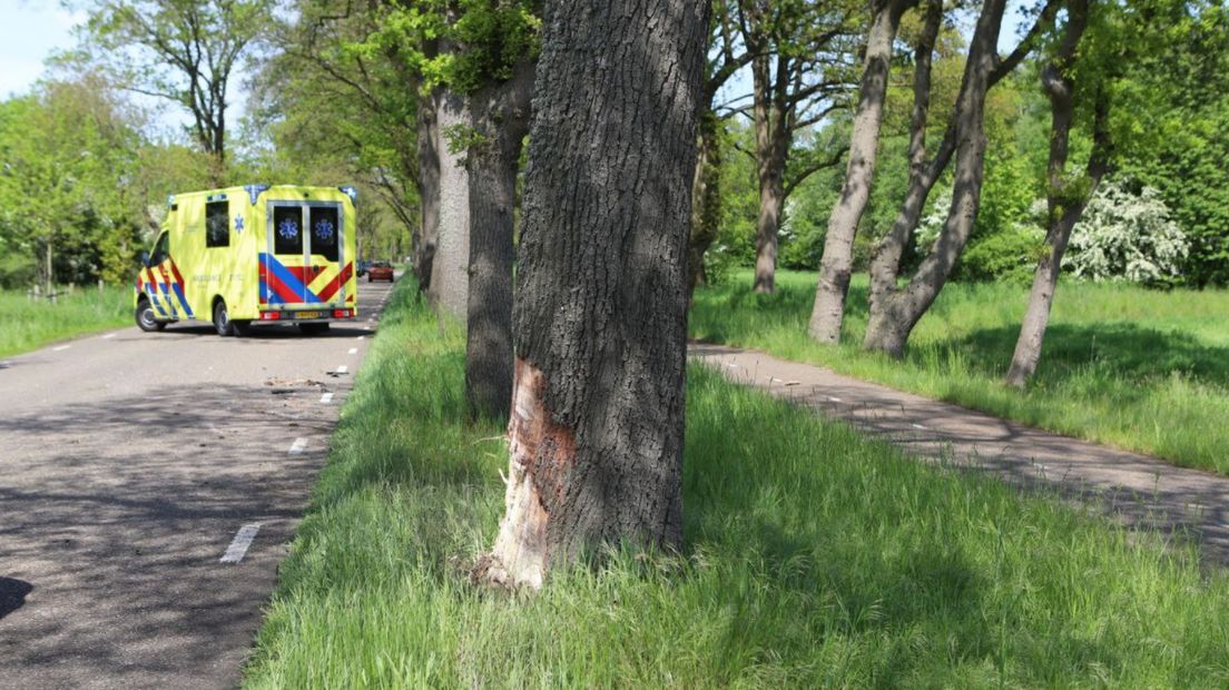De auto botste tegen een boom