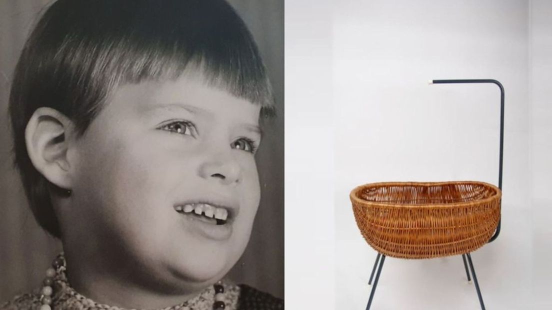 Inge van den Berg speelde als meisje veel met een soortgelijk poppenwiegje als op de foto