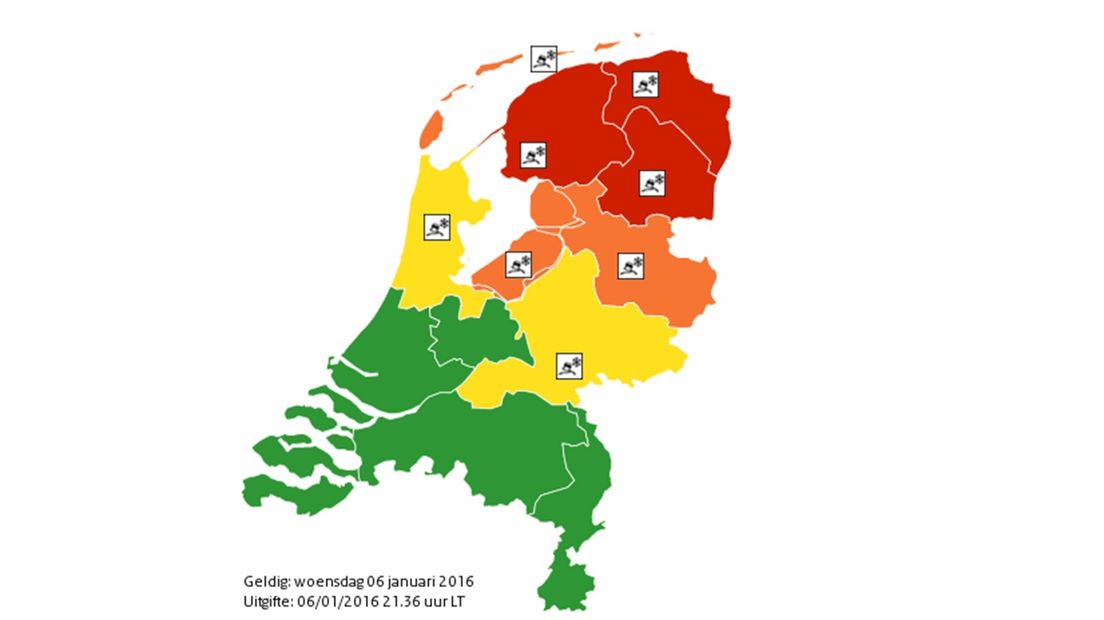 Code rood tot donderdag elf uur, wegen spekglad.