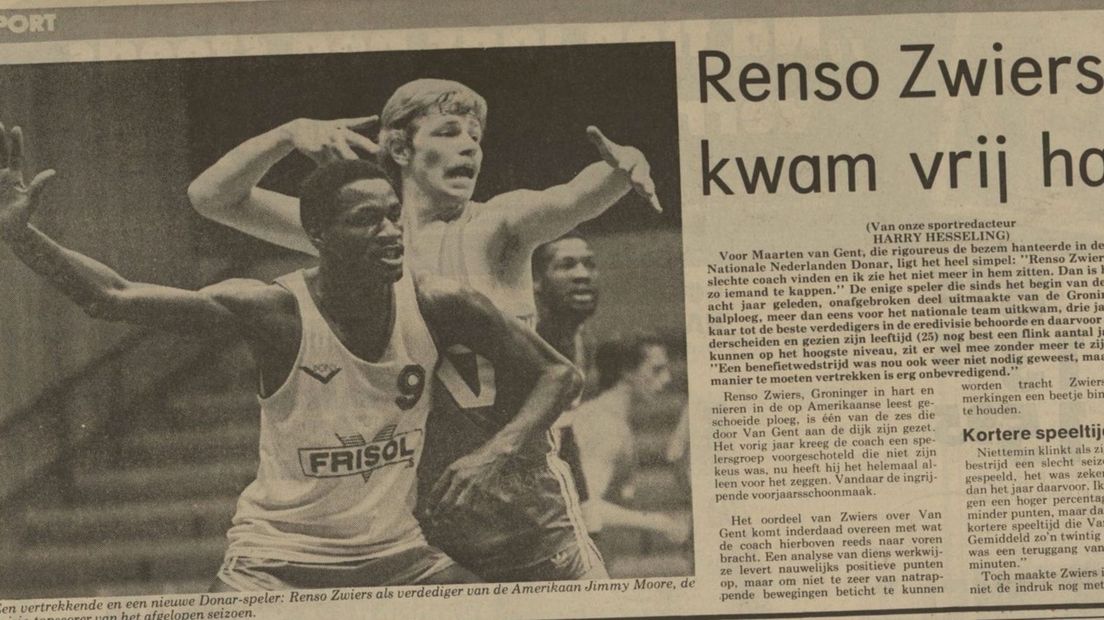 Renso Zwiers in het Nieuwsblad van het Noorden over zijn vertrek bij Donar in 1981
