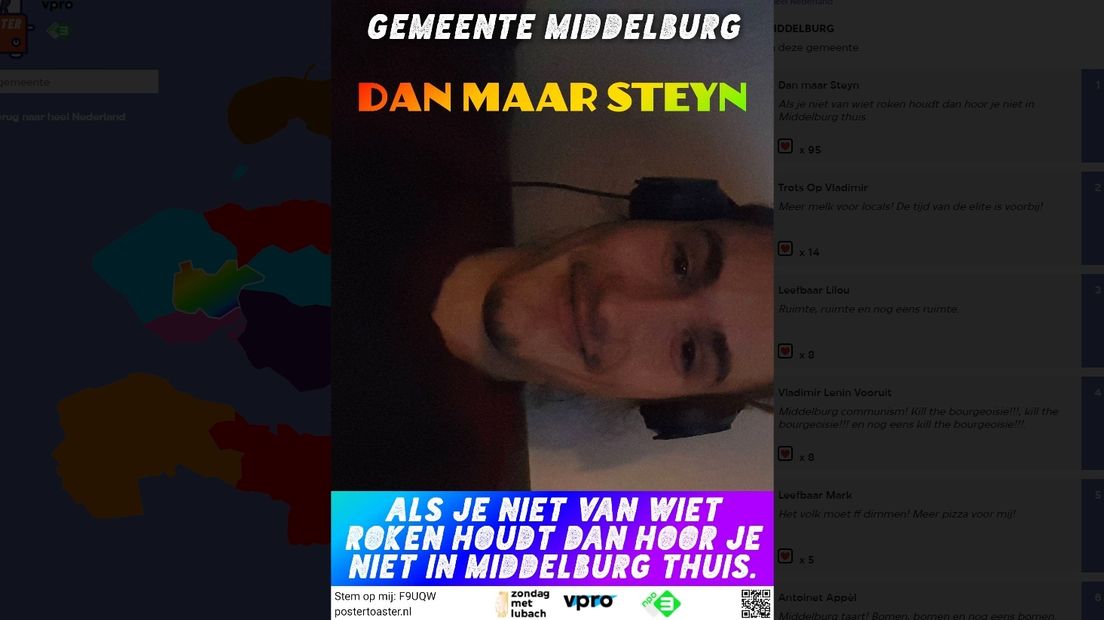 Steyn uit Middelburg wint Zeeuwse posterstrijd met 'Dan maar Steyn'