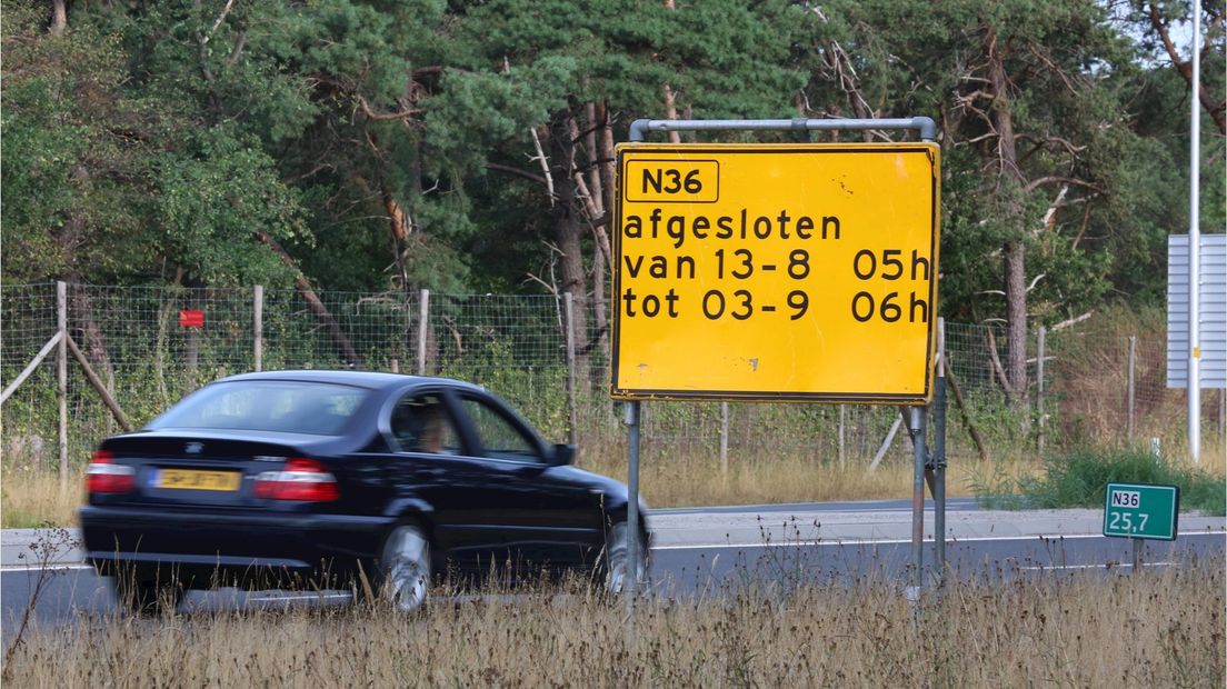 Weer deel N36 dicht