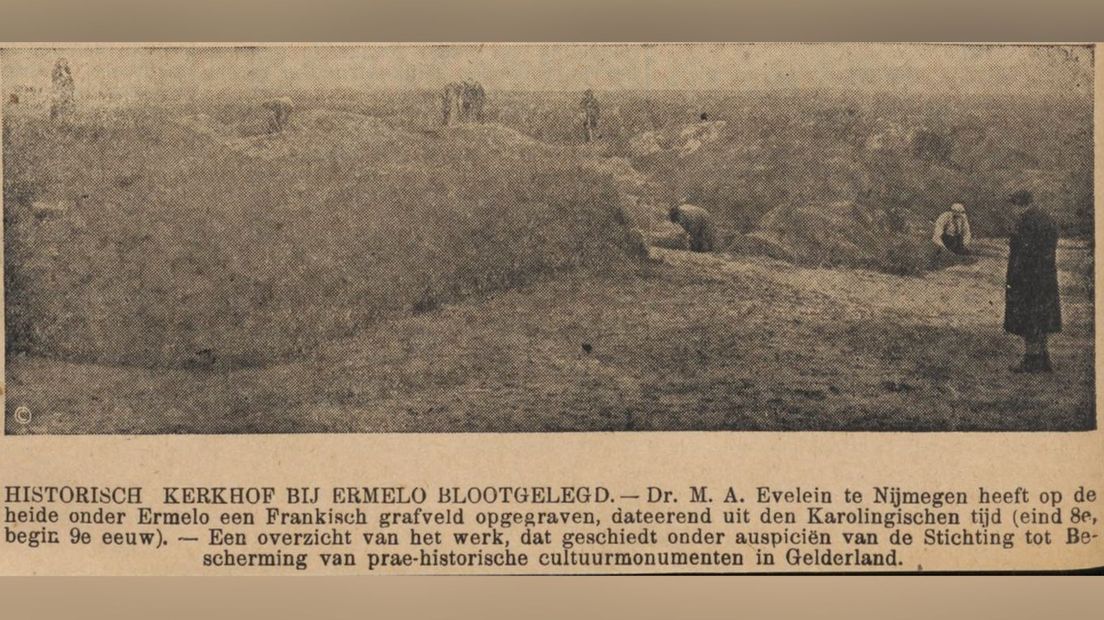Krantenartikel over de opgraving bij Ermelo