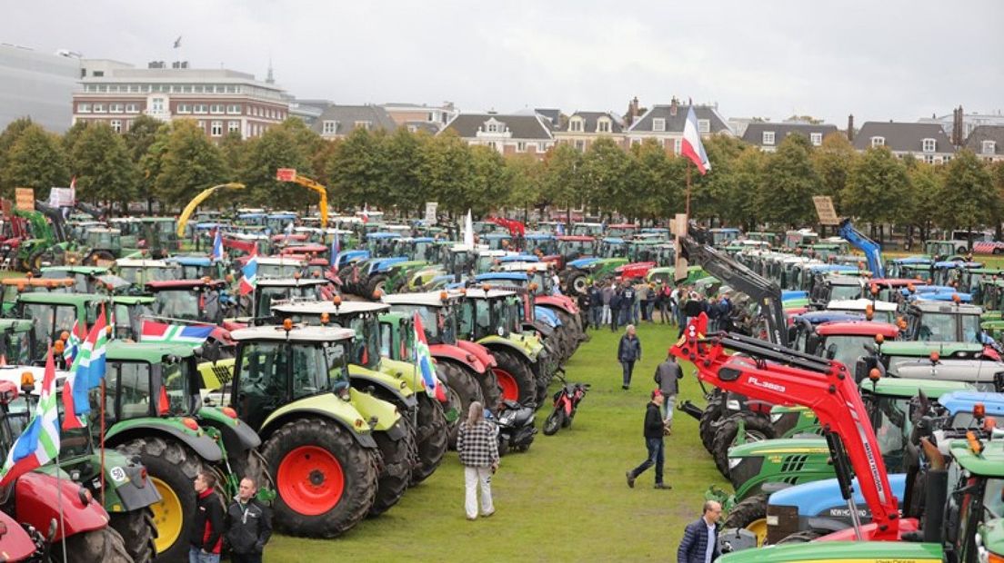 Tractoren op het Malieveld tijdens een eerder protest op 1 oktober.