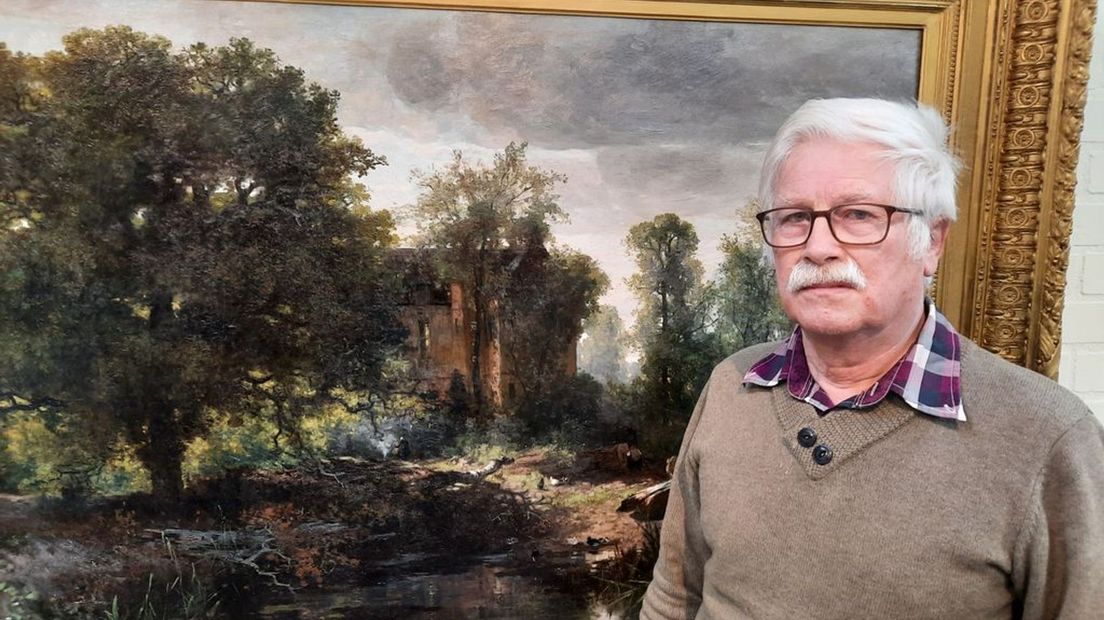 Wouters Derksen voor een schilderij van Bilders.