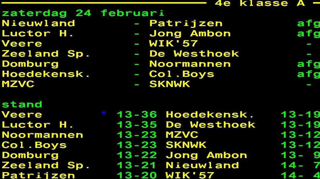 De afgelastingen in de 4e klasse A