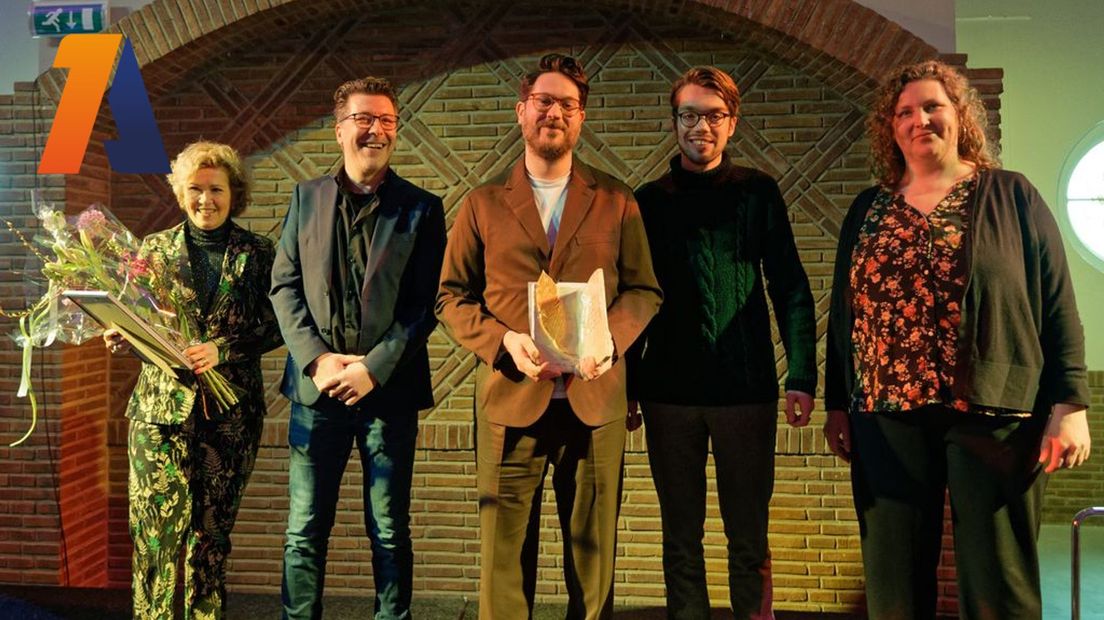 De genomineerden vlnr Lucel ten Have, DerkJan_Rouwenhorst, winnaar Gijs Wilbrink, Johan Visser en Rienke Beernink.