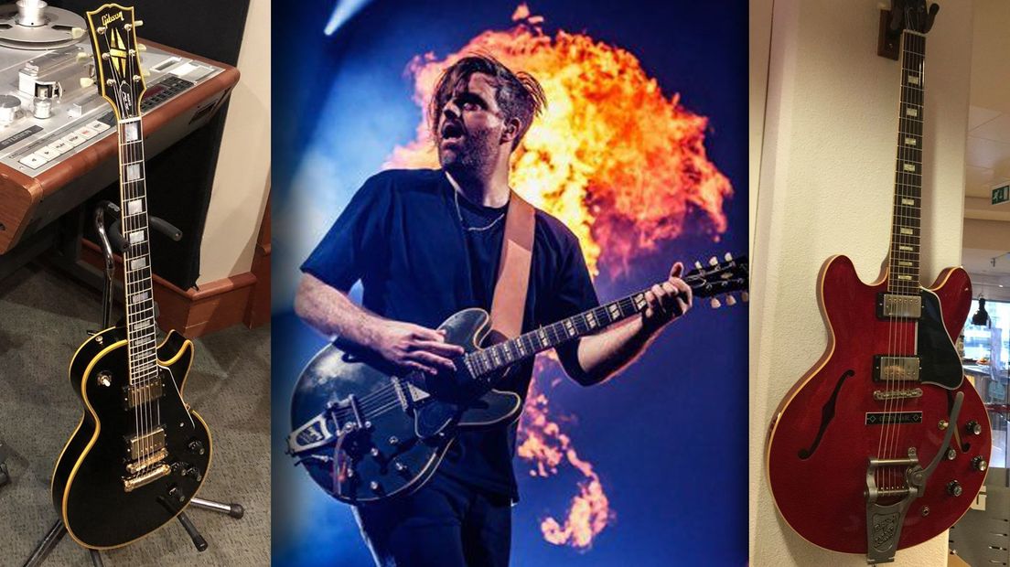 Twee van de gestolen gitaren van Kensington-muzikant Casper Starreveld.