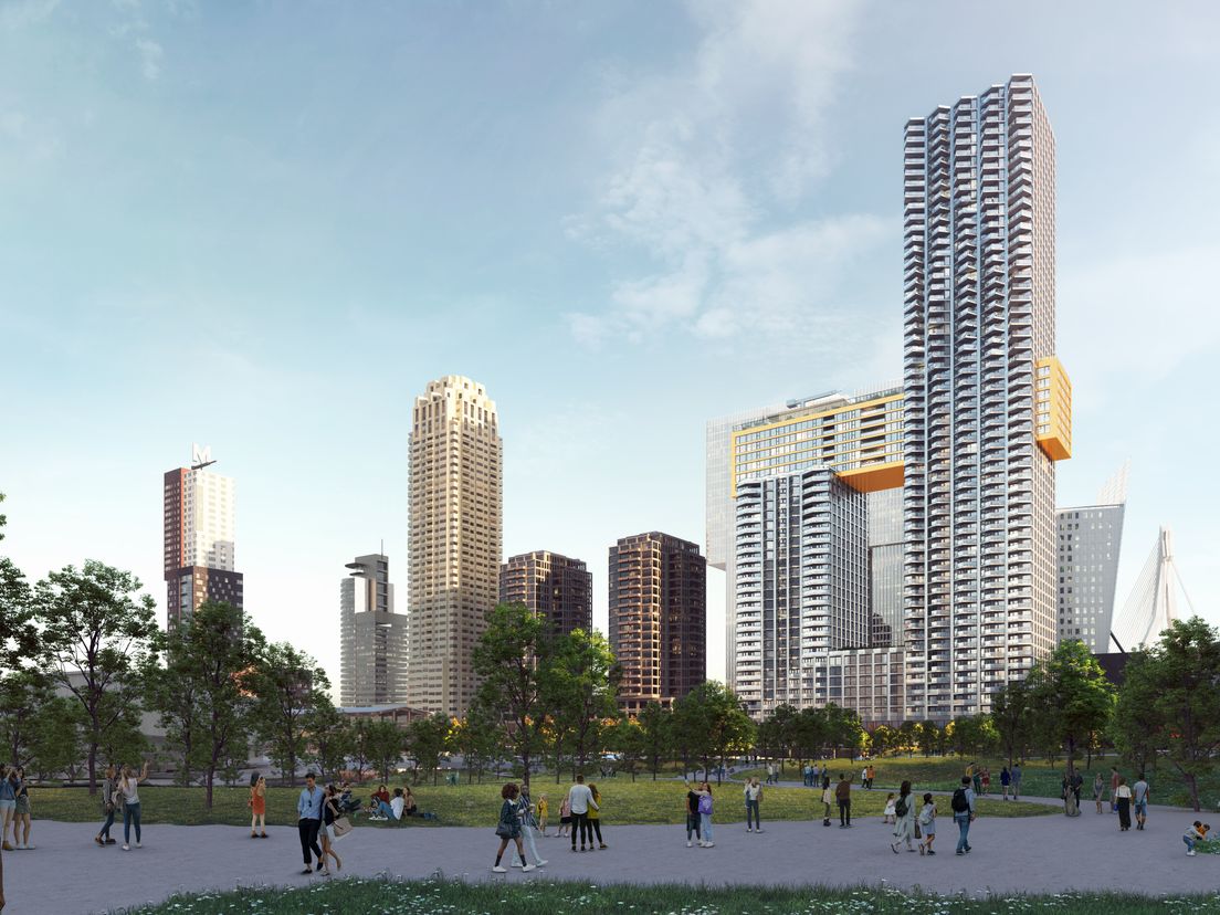 De Sax, gezien vanaf het nog aan te leggen Rijnhavenpark