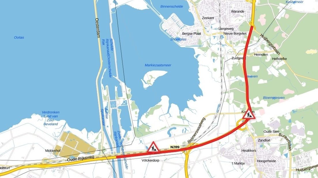 Tussen Rilland en Bergen op Zoom zijn werkzaamheden op de A58
