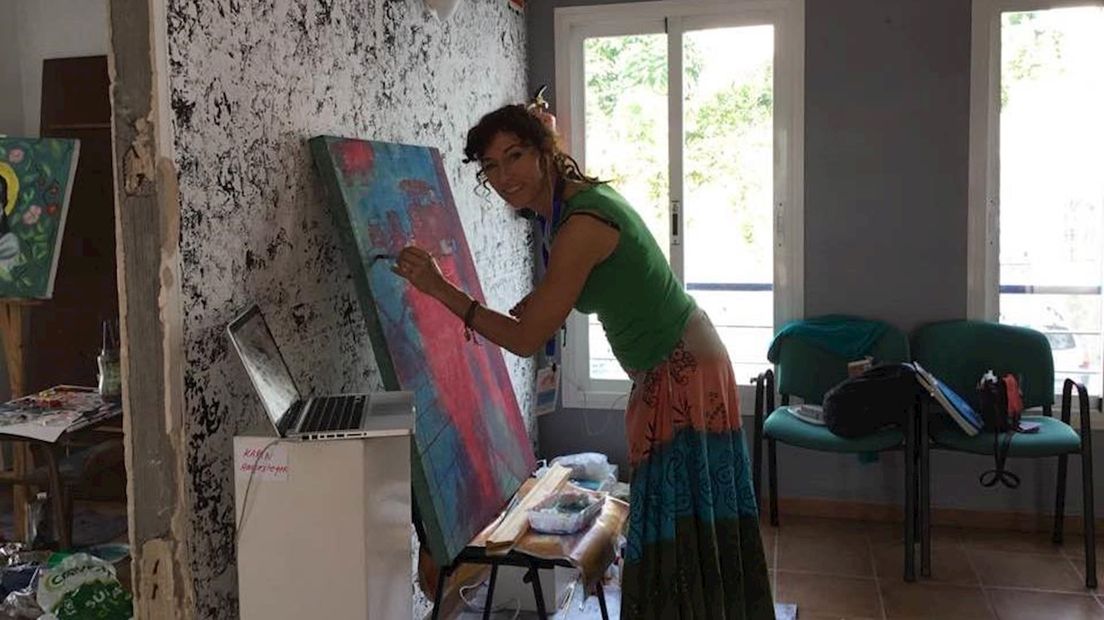 Karin aan het werk op het symposium in Andalucia