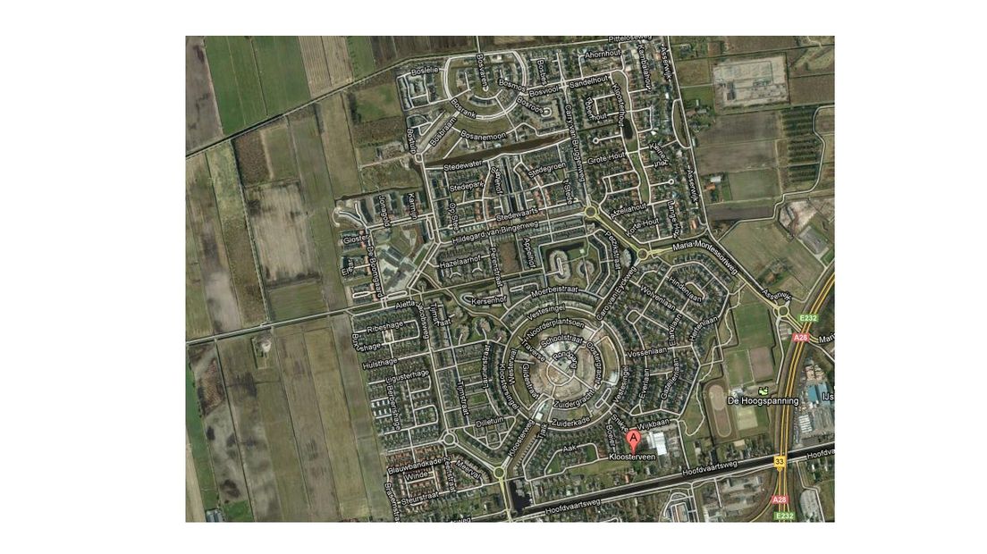 Satellietfoto woonwijk Kloosterveen