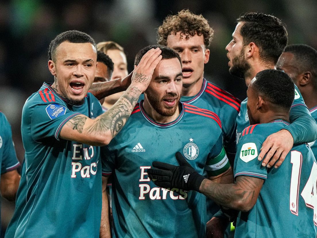 Orkun Kökçü na zijn treffer voor Feyenoord tegen FC Groningen