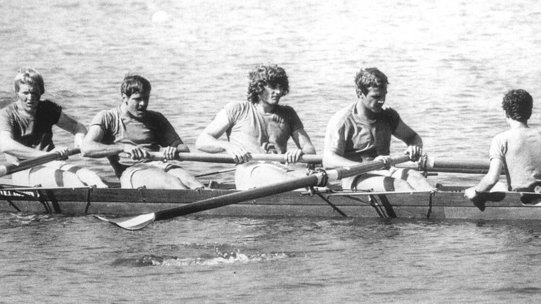 Munneke (tweede van links) tijdens de Olympische Spelen van 1972