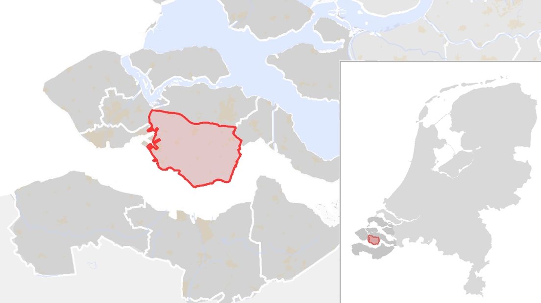 Kaart van de gemeentegrenzen van de gemeente Borsele
