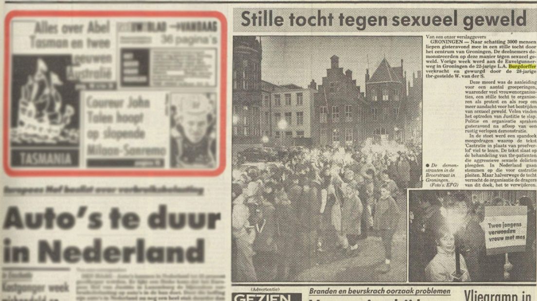 De voorpagina van het Nieuwsblad van het Noorden op 18 maart 1988
