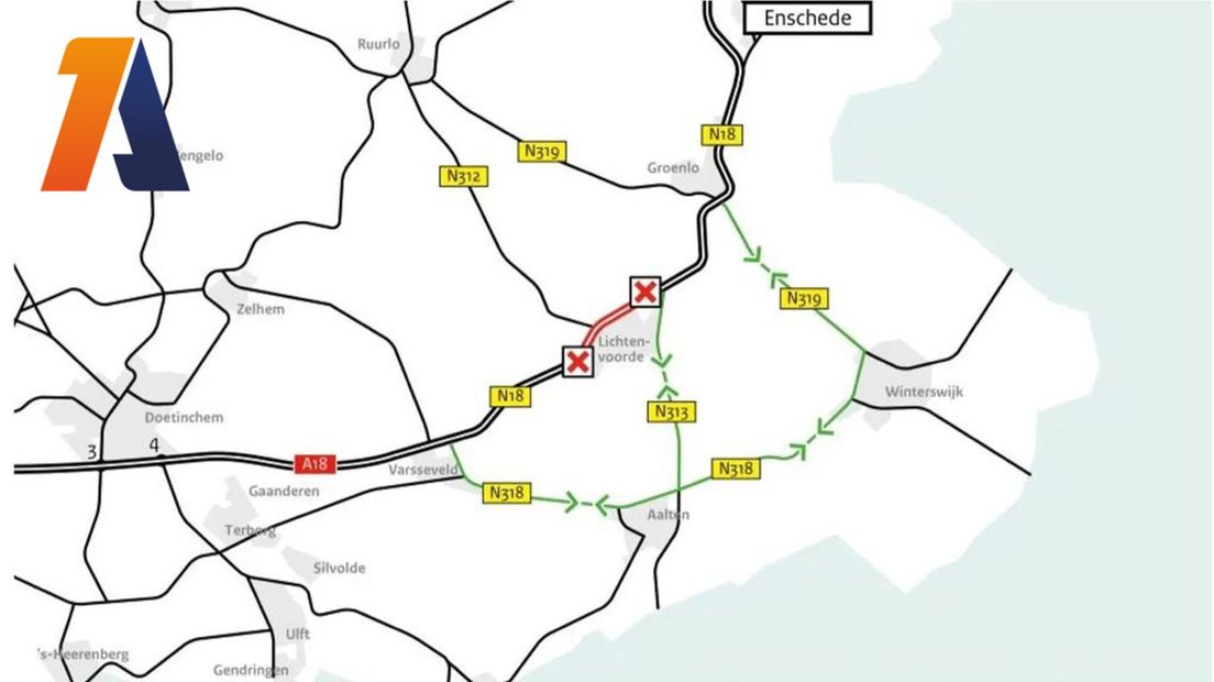 Bouw fietstunnel kruising N18-Zieuwentseweg start: N18 dicht voor verkeer
