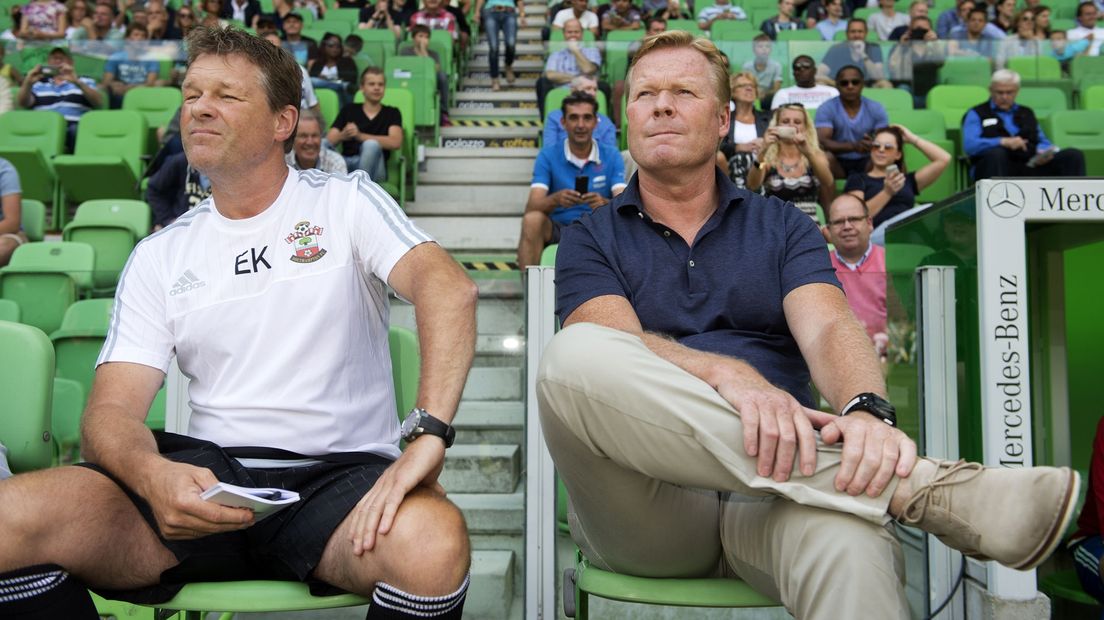 Erwin en Ronald Koeman als coaches (van Southampton) in de Euroborg (2015)