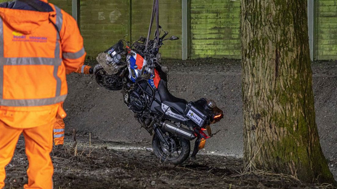 Police motorcycle crashed