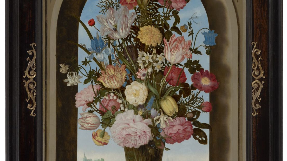 'Vaas met bloemen in een venster' door Ambrosius Bosschaert de Oude