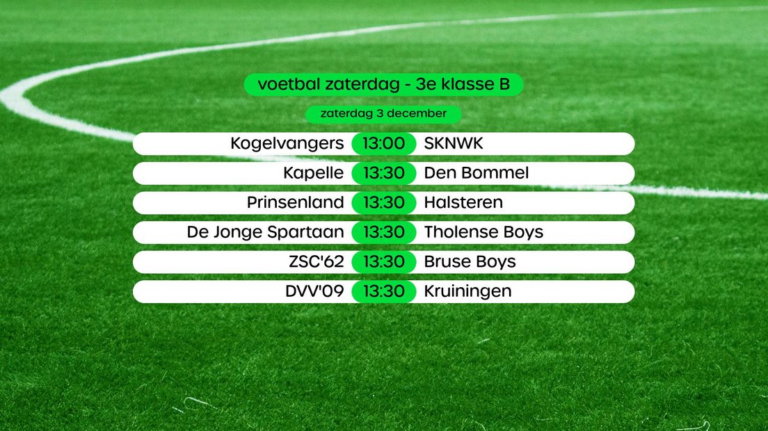 voetbal 3e klasse B programma