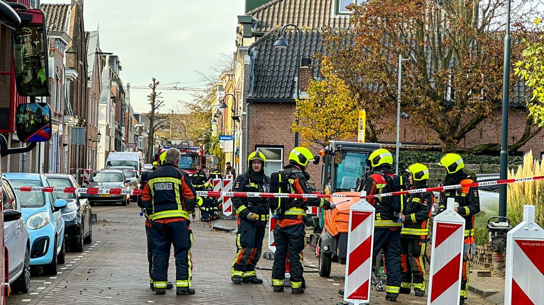 Brandweer bij het gaslek in Bodegraven